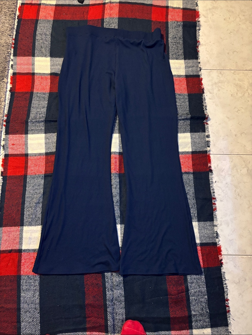 Wide-Leg Navy Pull-On Pants for Women